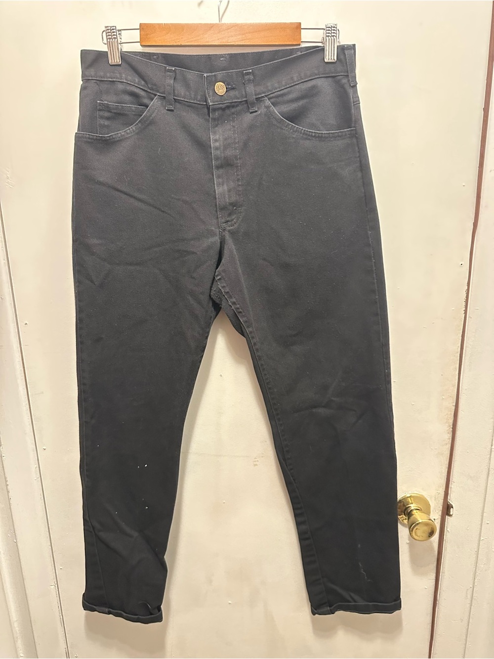 Lee Riders Black Jeans High Rise Straight Leg Denim 32x29 Vintage Style